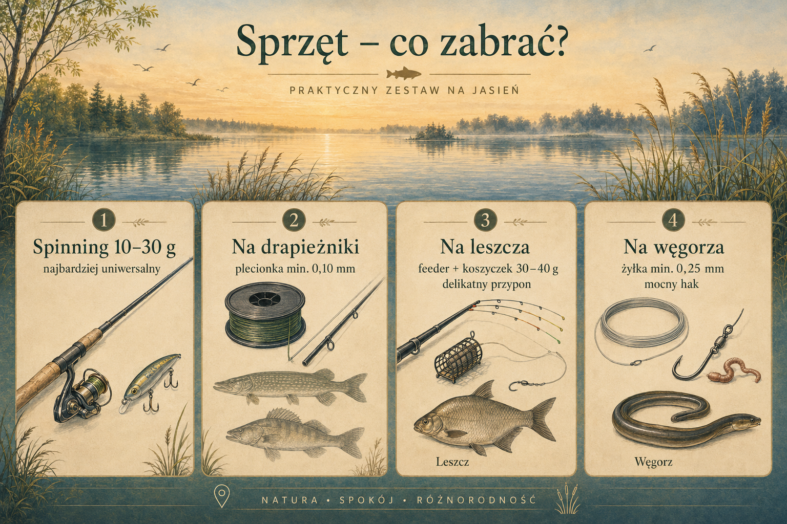 Sprzęt wędkarski na Jasień - co zabrać (infografika)